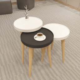 Decorotika Piscina White and Anthracite Nest of Coffee Tables Set of 3 - Size: 56 x 34.5 x 34.5cm - Multi - Wilko - thumbnail 3