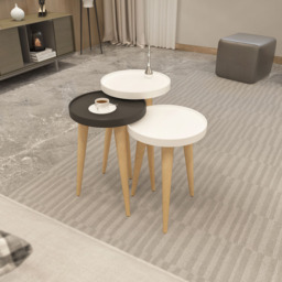 Decorotika Piscina White and Anthracite Nest of Coffee Tables Set of 3 - Size: 56 x 34.5 x 34.5cm - Multi - Wilko - thumbnail 5