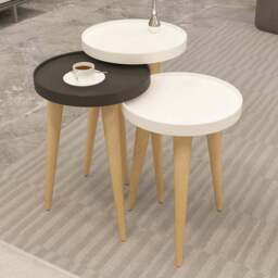 Decorotika Piscina White and Anthracite Nest of Coffee Tables Set of 3 - Size: 56 x 34.5 x 34.5cm - Multi - Wilko