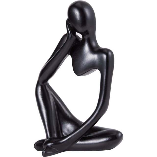 Living and Home Thinker Black Resin Tabletop Abstract Decor Ornament 13cm - Size: 13 x 8 x 12cm - Wilko - image 1
