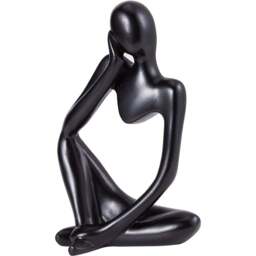 Living and Home Thinker Black Resin Tabletop Abstract Decor Ornament 13cm - Size: 13 x 8 x 12cm - Wilko