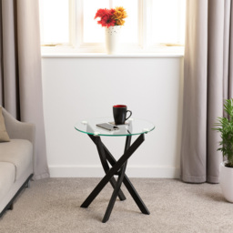 Seconique Sheldon Clear Glass and Black Side Table - Size: 56 x 50 x 50cm - Clear Glass/Black - Wilko - thumbnail 6
