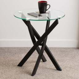 Seconique Sheldon Clear Glass and Black Side Table - Size: 56 x 50 x 50cm - Clear Glass/Black - Wilko