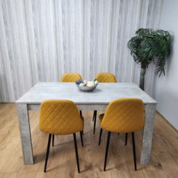 Kosy Koala 4 Seater Faux Leather Rectangular Dining Set Stone Grey Effect and Mustard - Multi - Portland - Wilko - thumbnail 3