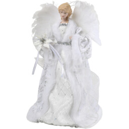 White and Silver Angel With LED Wings - White - Wilko