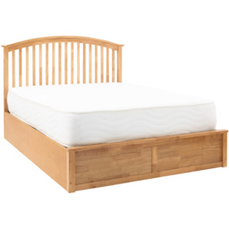 GFW Madrid Double Oak Wood Ottoman Bed - Brown - Wilko - thumbnail 3