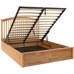GFW Madrid Double Oak Wood Ottoman Bed - Brown - Wilko - thumbnail 5