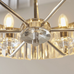 Merano Ascoli Cut Glass Clear and Nickle 6 Light Ceiling Pendant - Size: 55 x 55 x 190cm - Nickel - Wilko - thumbnail 7
