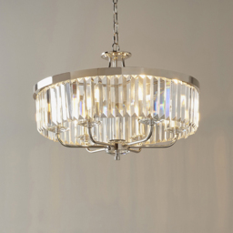 Merano Ascoli Cut Glass Clear and Nickle 6 Light Ceiling Pendant - Size: 55 x 55 x 190cm - Nickel - Wilko - thumbnail 3