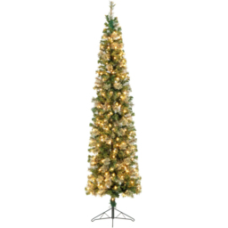 Costway Pre Lit Warm White LED Half Shape Artificial Christmas Tree 7ft - Green - Wilko - thumbnail 1