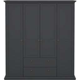 Florence Paris 4 Door 2 Drawer Matt Grey Wardrobe - Size: 4 Door, 2 Drawer - Wilko - thumbnail 4