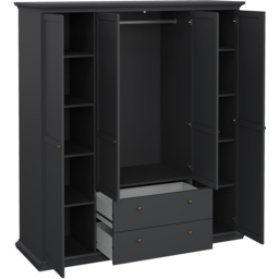 Florence Paris 4 Door 2 Drawer Matt Grey Wardrobe - Size: 4 Door, 2 Drawer - Wilko - thumbnail 6