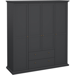 Florence Paris 4 Door 2 Drawer Matt Grey Wardrobe - Size: 4 Door, 2 Drawer - Wilko - thumbnail 3