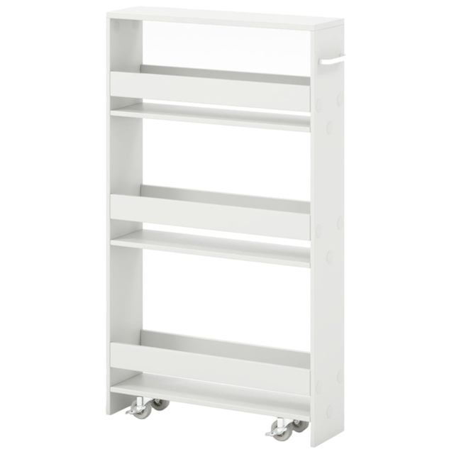 Costway 4 Shelf White Slim Storage Cart with Wheels - Size: 101 x 19 x 12cm - Wilko - image 1