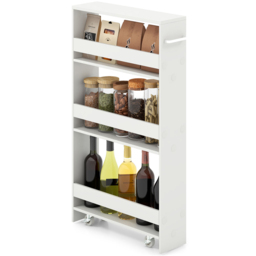 Costway 4 Shelf White Slim Storage Cart with Wheels - Size: 101 x 19 x 12cm - Wilko - thumbnail 4