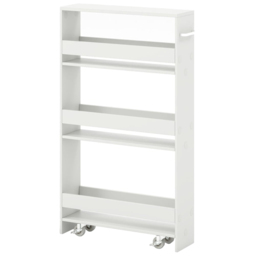 Costway 4 Shelf White Slim Storage Cart with Wheels - Size: 101 x 19 x 12cm - Wilko