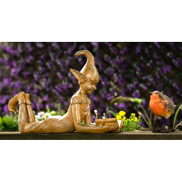 Marco Paul Bronze Lying Elf Reading a Book Garden Ornament - Size: 41 x 20 x 10cm - Brown - Wilko - thumbnail 5