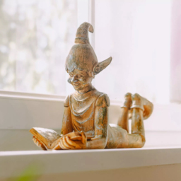 Marco Paul Bronze Lying Elf Reading a Book Garden Ornament - Size: 41 x 20 x 10cm - Brown - Wilko - thumbnail 7