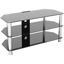 AVF Classic 3 Shelf Black Glass and Chrome Corner TV Stand - AVF Group Ltd - Wilko - thumbnail 3