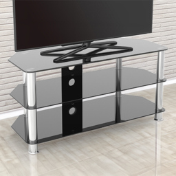 AVF Classic 3 Shelf Black Glass and Chrome Corner TV Stand - AVF Group Ltd - Wilko