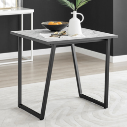 Furniturebox Copeland Cesano Marble Effect 2 Seater Dining Set White Cream and Chrome - Wilko - thumbnail 3