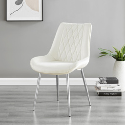 Furniturebox Copeland Cesano Marble Effect 2 Seater Dining Set White Cream and Chrome - Wilko - thumbnail 4
