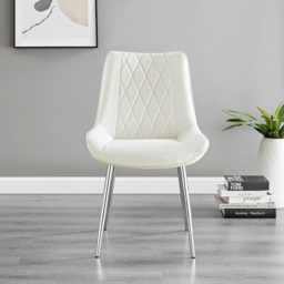 Furniturebox Copeland Cesano Marble Effect 2 Seater Dining Set White Cream and Chrome - Wilko - thumbnail 5