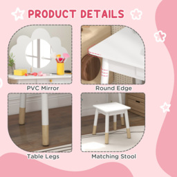AIYAPLAY Cloud Dressing Table Set - White - Wilko - thumbnail 7