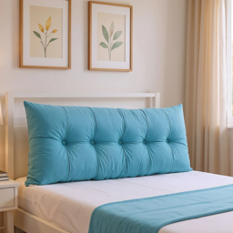Living and Home Blue Chenille Headboard Pillow 60 x 150cm - Size: 60 x 150 x 18cm - Wilko - thumbnail 3
