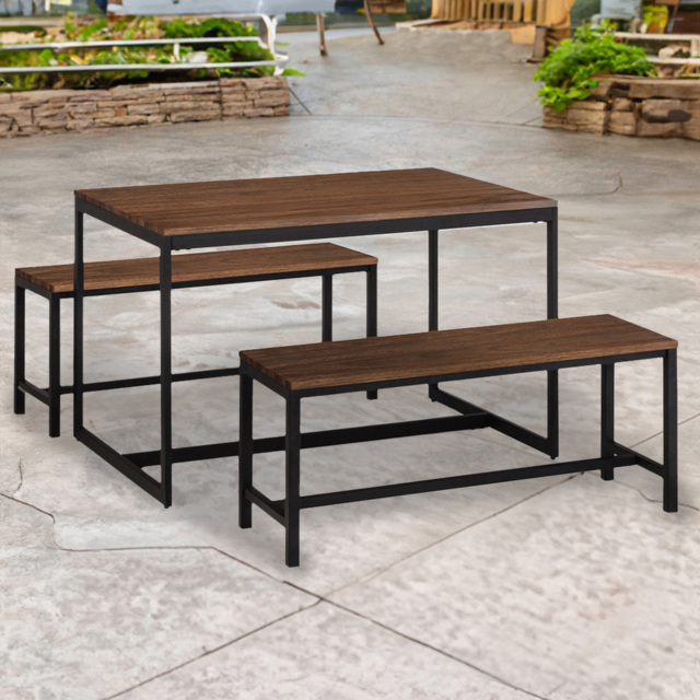Julian Bowen Tribeca 4 Seater Dining Set Walnut - Black - Wilko - image 1