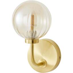 ValueLights Chessy Gold Ribbed Glass Globe Stem LED Wall Light - Size: 20 x 14 x 10cm - Wilko