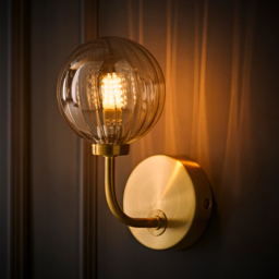 ValueLights Chessy Gold Ribbed Glass Globe Stem LED Wall Light - Size: 20 x 14 x 10cm - Wilko - thumbnail 7