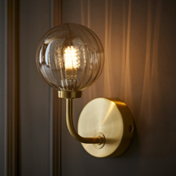 ValueLights Chessy Gold Ribbed Glass Globe Stem LED Wall Light - Size: 20 x 14 x 10cm - Wilko - thumbnail 3