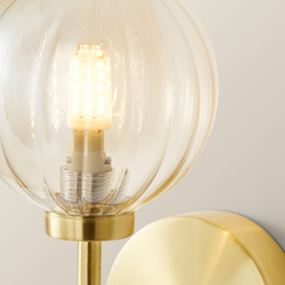 ValueLights Chessy Gold Ribbed Glass Globe Stem LED Wall Light - Size: 20 x 14 x 10cm - Wilko - thumbnail 5