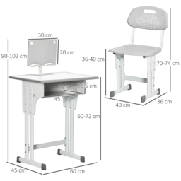 Portland Kids Grey Study Desk and Chair Set - Size: 60 x 45 x 102cm - Wilko - thumbnail 7