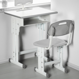 Portland Kids Grey Study Desk and Chair Set - Size: 60 x 45 x 102cm - Wilko