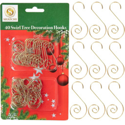 Shatchi Gold Swirl Tree Decoration Hooks 40 Pack - Size: 35 x 1.5 x 25cm - Wilko - thumbnail 6