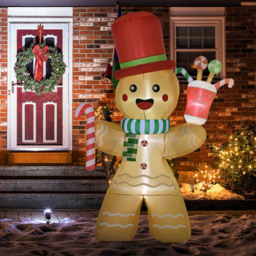 Everglow Light Up Inflatable Gingerbread Man Christmas Decoration 7.5ft - Size: 8ft - Orange - Wilko - thumbnail 1