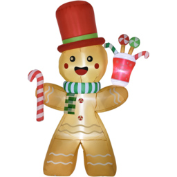 Everglow Light Up Inflatable Gingerbread Man Christmas Decoration 7.5ft - Size: 8ft - Orange - Wilko - thumbnail 3
