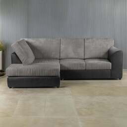 Luxor 4 Seater Black and Grey Jumbo Cord Full Back Left Hand L Shape Corner Sofa - Multi - Wilko - thumbnail 1