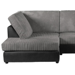 Luxor 4 Seater Black and Grey Jumbo Cord Full Back Left Hand L Shape Corner Sofa - Multi - Wilko - thumbnail 4
