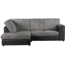 Luxor 4 Seater Black and Grey Jumbo Cord Full Back Left Hand L Shape Corner Sofa - Multi - Wilko - thumbnail 3