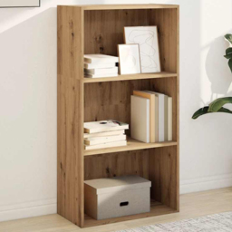 vidaXL 3 Shelf Artisan Oak Bookcase - Size: 114 x 30 x 60cm - Brown - Wilko