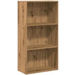 vidaXL 3 Shelf Artisan Oak Bookcase - Size: 114 x 30 x 60cm - Brown - Wilko - thumbnail 3