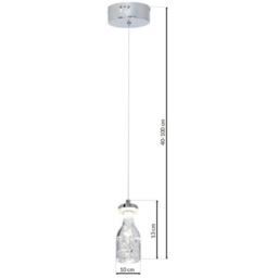 Milagro Bottle Silver LED Pendant Lamp Bottle 230V - Size: 10 x 10 x 90cm - Wilko - thumbnail 3