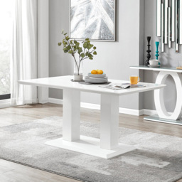Furniturebox Molini Solara 6 Seater Dining Set White Gloss and Chrome - Wilko - thumbnail 3
