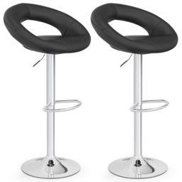 Costway Black Height Adjustable Swivel Bar Stool Set of 2 - Size: 62 x 56 x 36cm - Wilko - thumbnail 3
