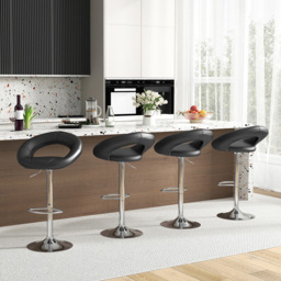 Costway Black Height Adjustable Swivel Bar Stool Set of 2 - Size: 62 x 56 x 36cm - Wilko - thumbnail 5
