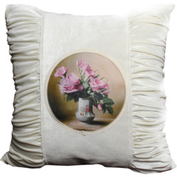 Intimates Velvet Pleated Floral Filled Cushion 45 x 45cm 2 Pack - Size: 43 x 43cm - Cream - Wilko