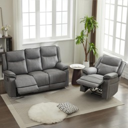 Furniture One 4 Seater Grey Manual Sectional Recliner Couches Sofa Set - Size: 6 Seater - Wilko - thumbnail 4